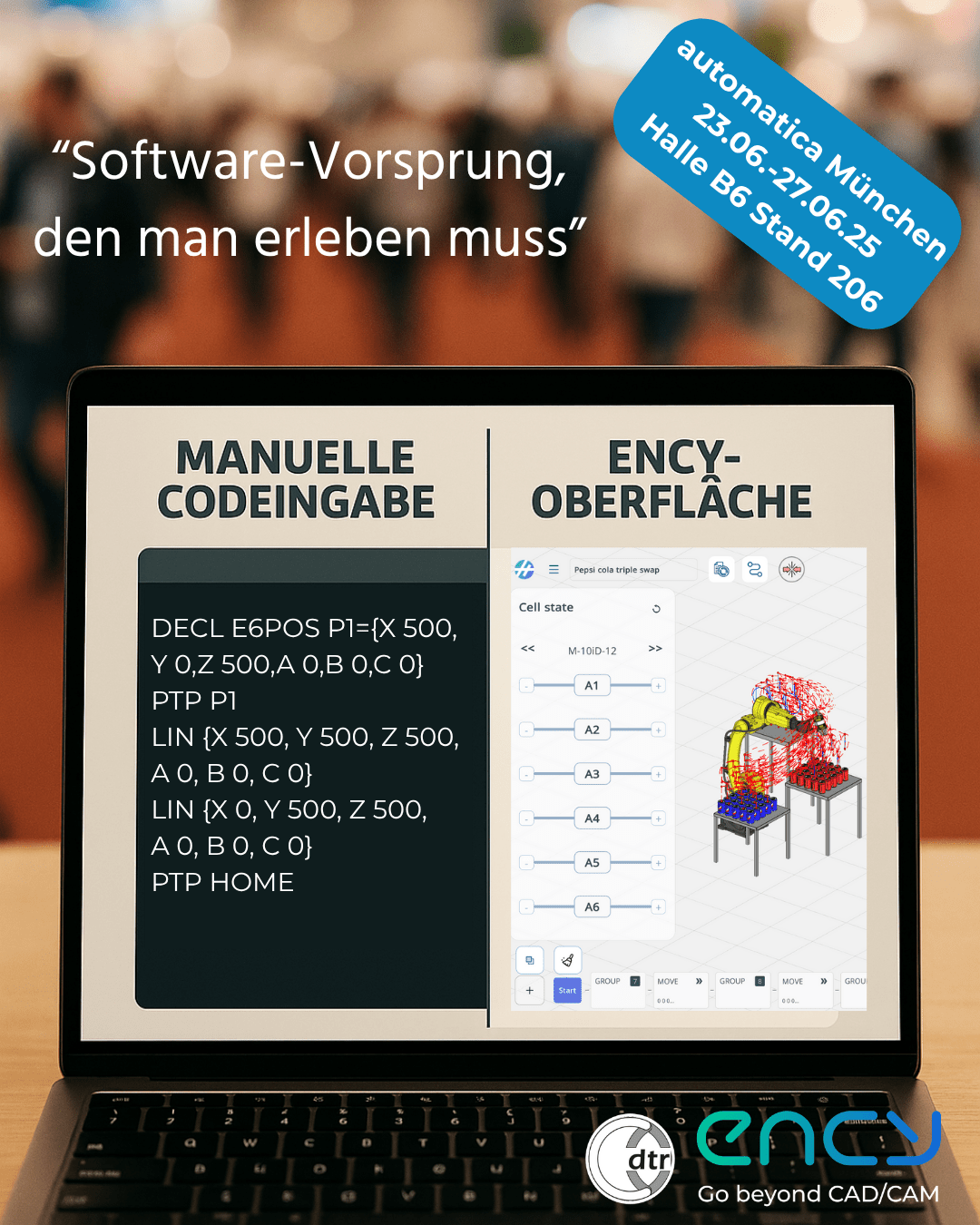 "Software-Vorsprung, den man erleben muss" 1 Post 2 automatica | CAD/CAM Programmiersoftware für CNC Maschinen und Industrieroboter