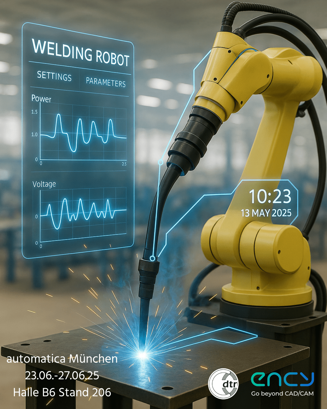 "Use Case: Roboter-Schweißzelle mit Ency automatisiert" 1 Post 5 automatica | CAD/CAM Programmiersoftware für CNC Maschinen und Industrieroboter