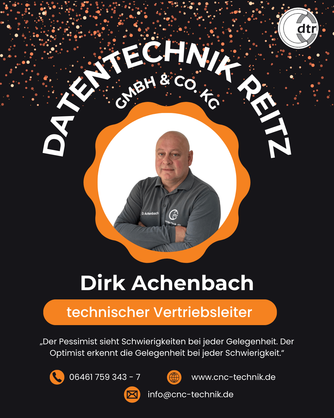 Technischer Vertriebsleiter Dirk Achenbach 1 Dirk | CAD/CAM Programmiersoftware für CNC Maschinen und Industrieroboter