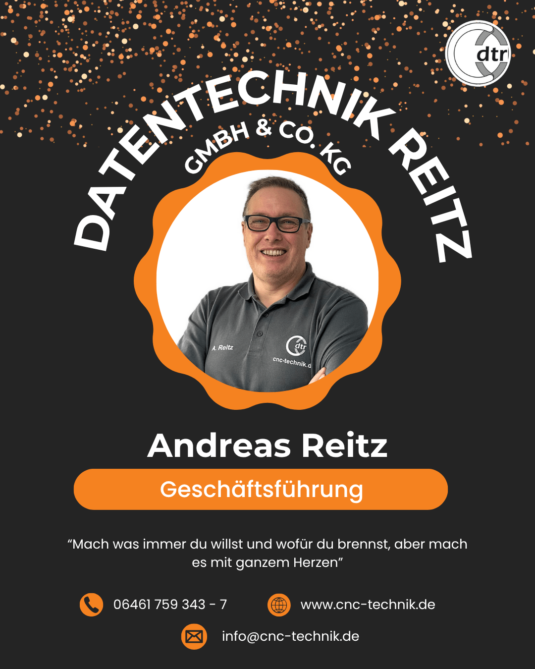 Geschäftsführung Andreas Reitz 1 Vorstellung Andreas | CAD/CAM Programmiersoftware für CNC Maschinen und Industrieroboter