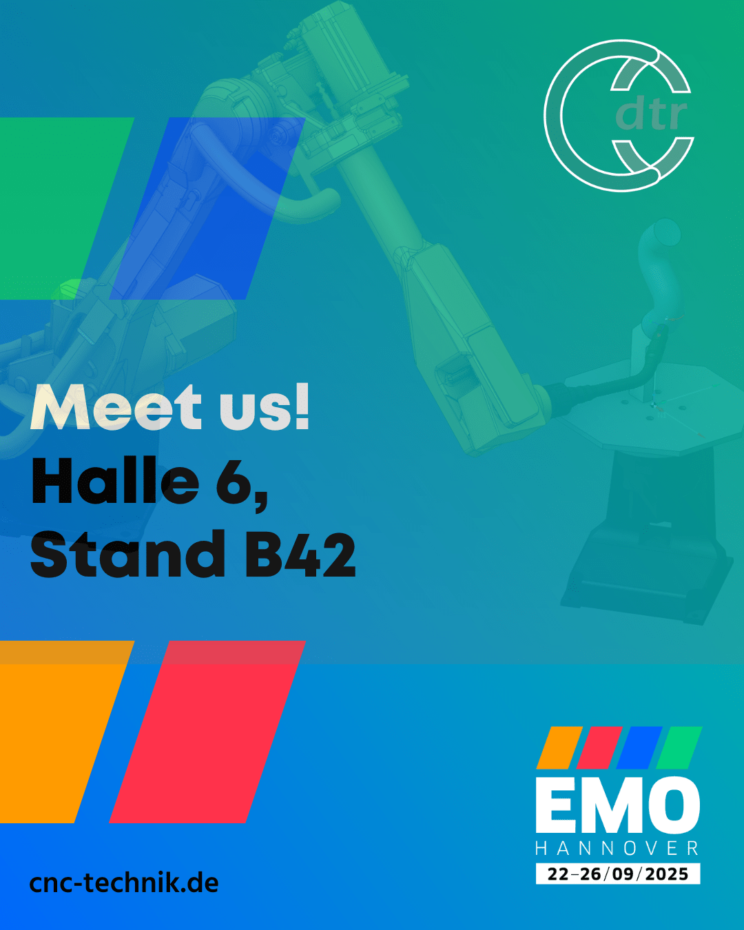 Wir sind auf der EMO 2025 1 Meet us Halle 6 Stand B42 | CAD/CAM Programmiersoftware für CNC Maschinen und Industrieroboter