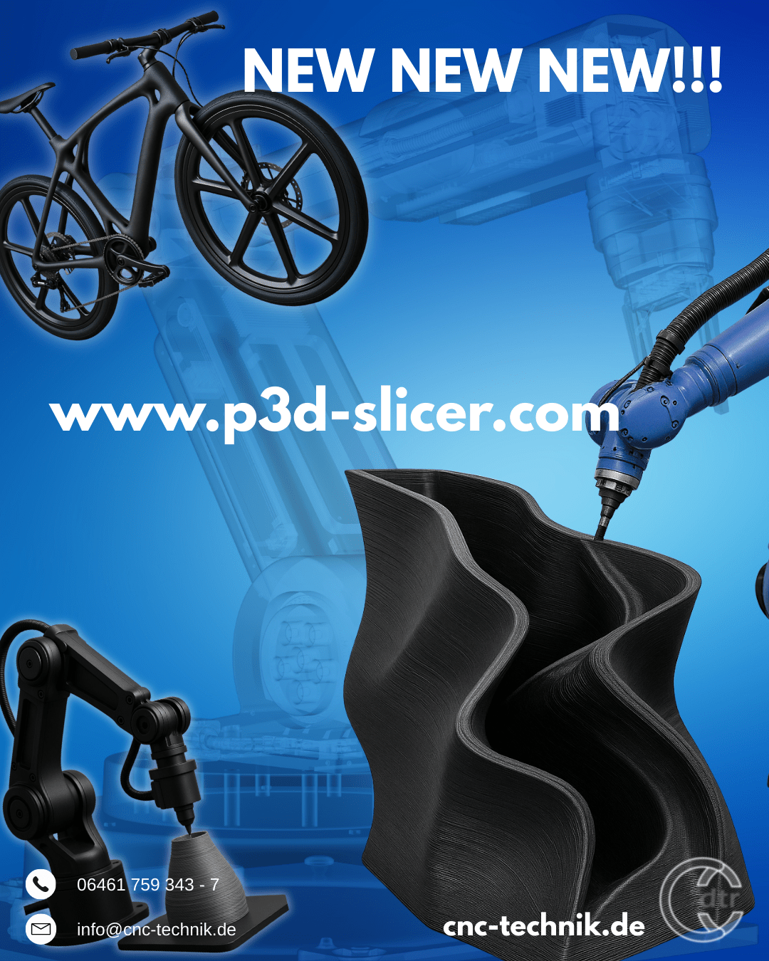 NEW P3D Slicer Unterwebsite! 1 P3D Slicer Website | CAD/CAM Programmiersoftware für CNC Maschinen und Industrieroboter